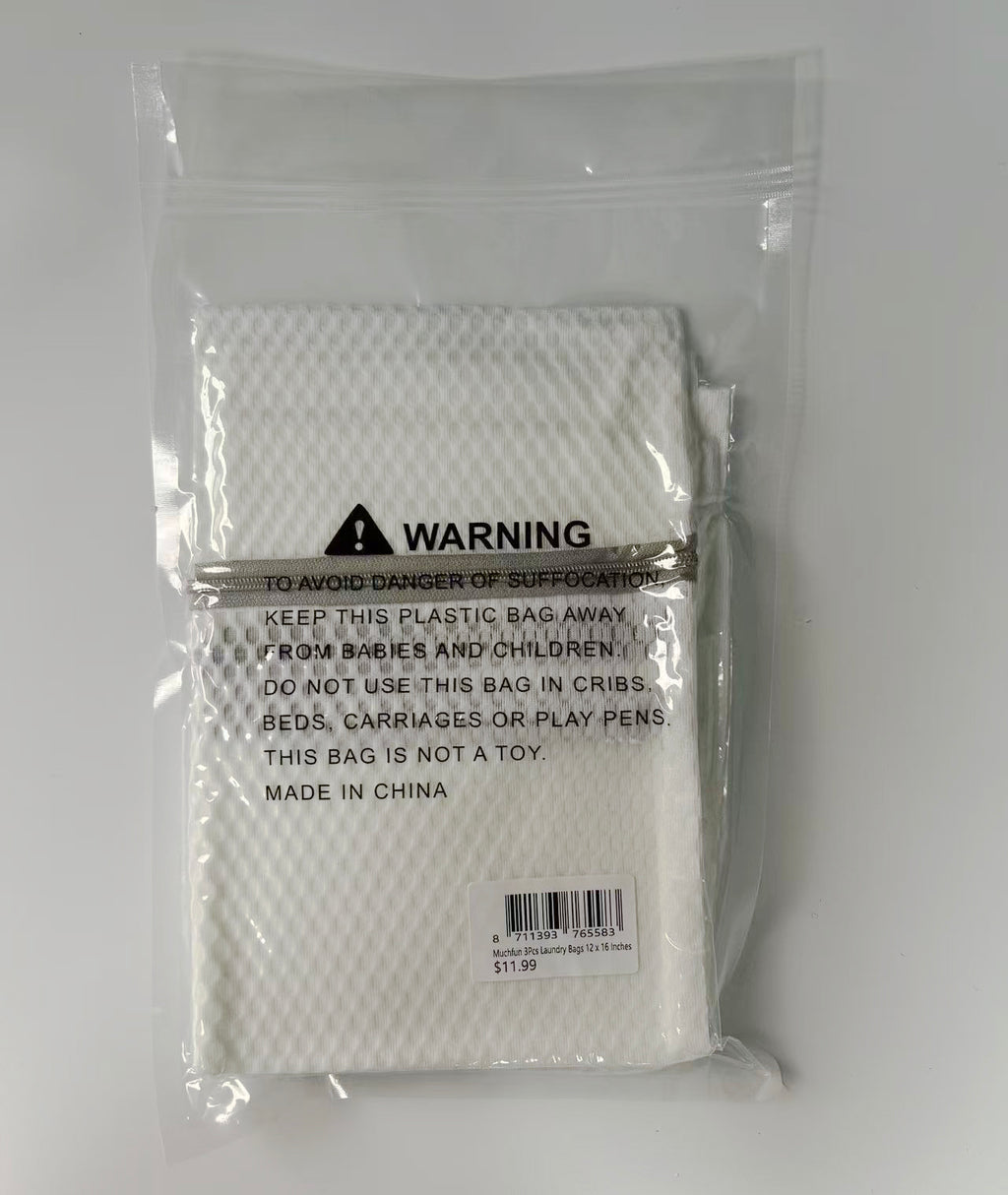 Muchfun 3Pcs Durable Honeycomb Mesh Laundry Bags for Delicates 12 x 16 Inches (3 Medium)