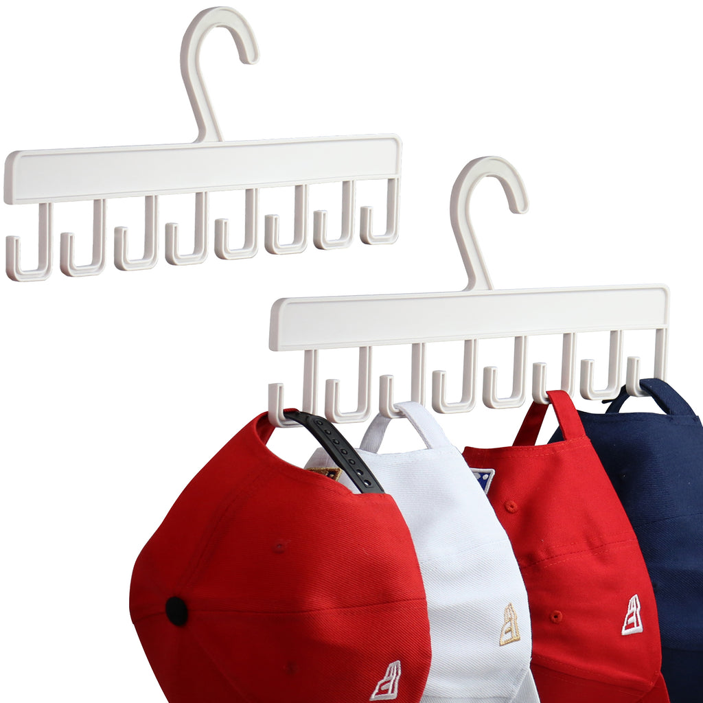 Muchfun 2Pcs Hat Hangers for Closet, Hat Organizer for Baseball Caps, Hat Racks with 16 Hooks