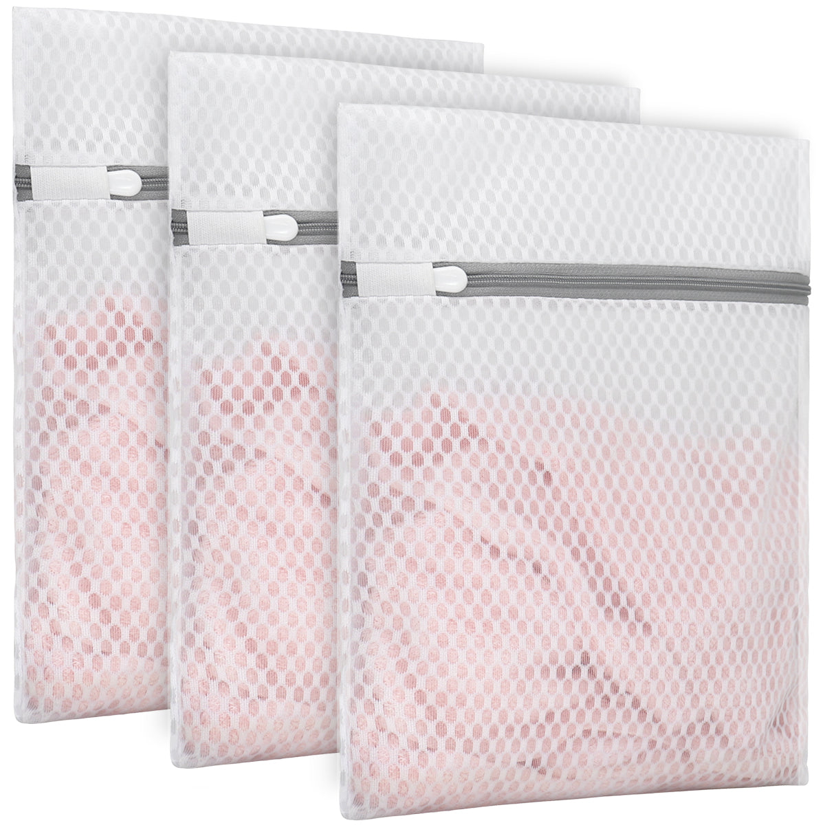 Muchfun 3Pcs Durable Honeycomb Mesh Laundry Bags for Delicates 9 x 12 Inches (3 Small)