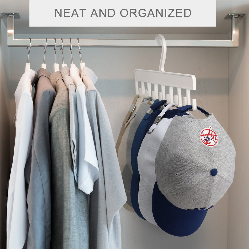 Muchfun 2Pcs Hat Hangers for Closet, Hat Organizer for Baseball Caps, Hat Racks with 16 Hooks