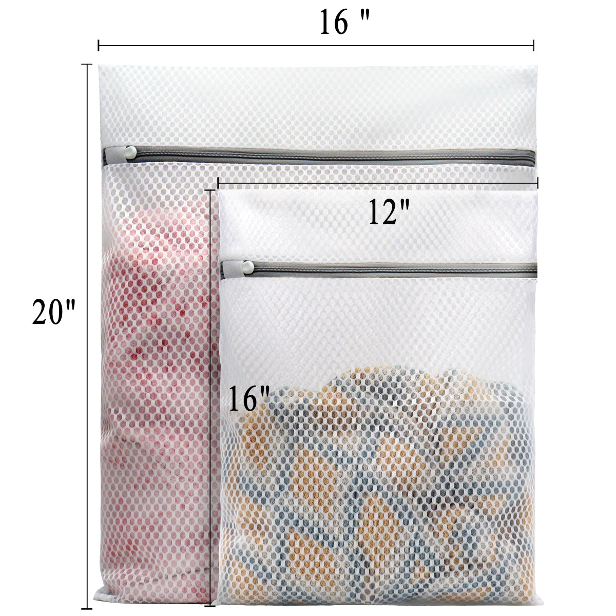 Muchfun 5Pcs Durable Honeycomb Mesh Laundry Bags for Delicates (2 Large 16 x 20 Inches, 3 Medium 12 x 16 Inches)