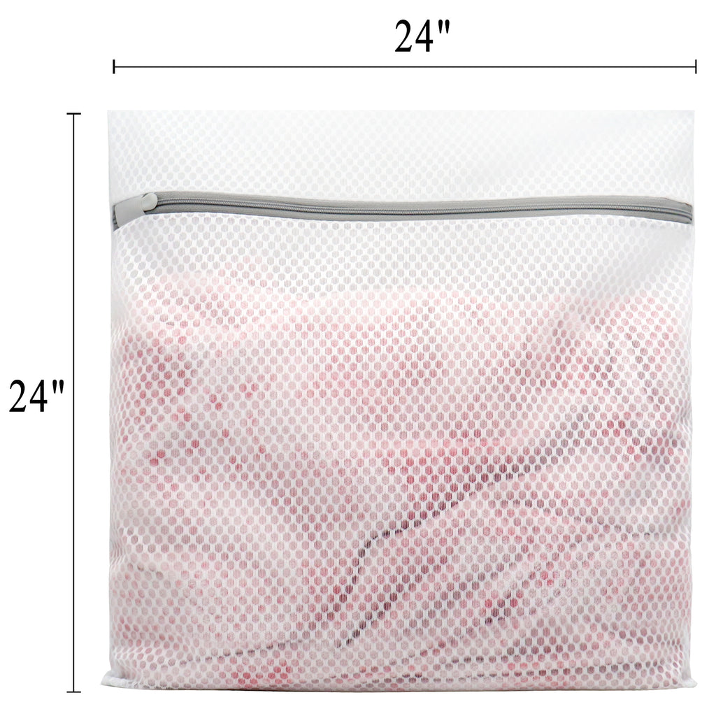 Muchfun 3Pcs Durable Honeycomb Mesh Laundry Bags for Delicates 24 x 24 Inches (3, XX-Large)