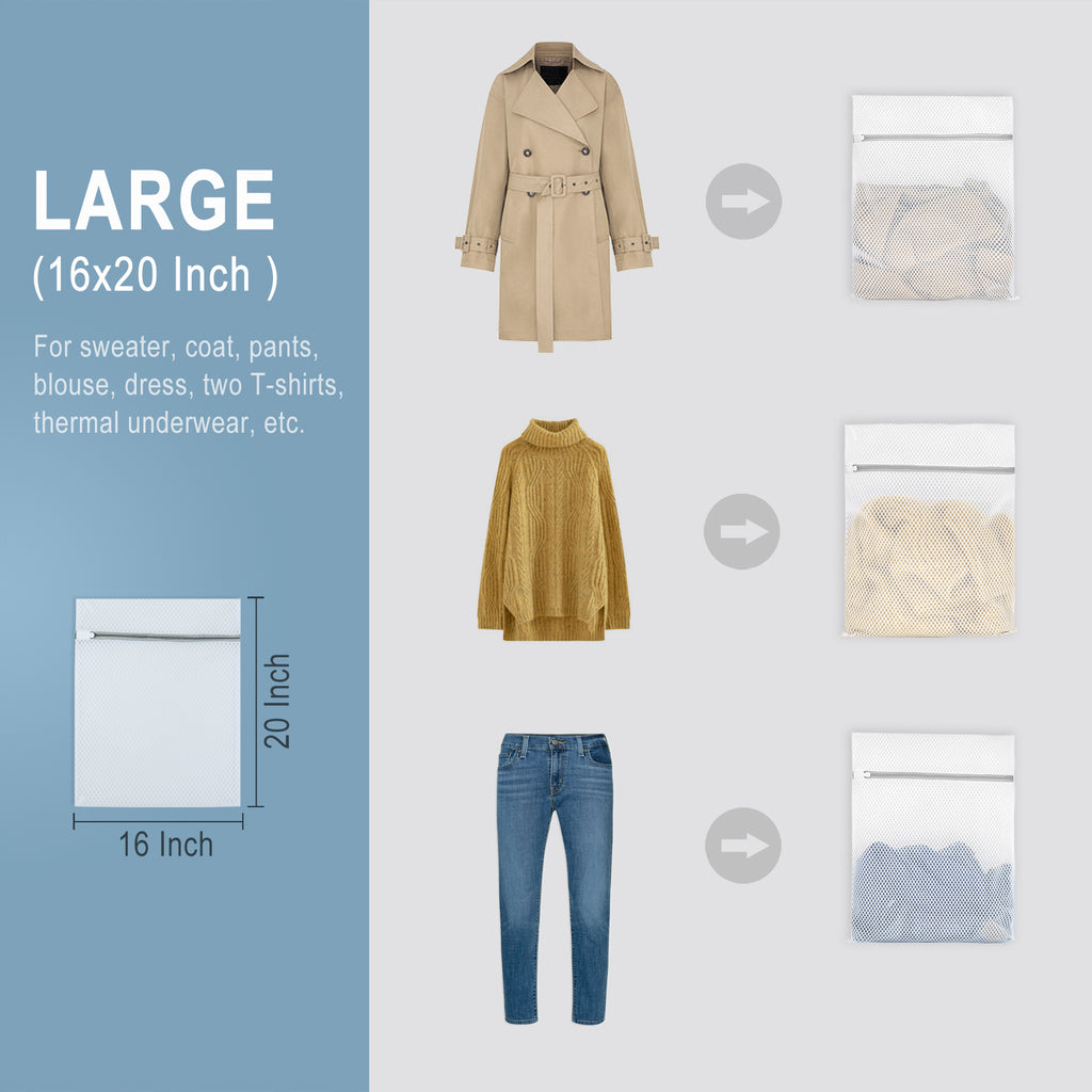 Muchfun 3Pcs Durable Honeycomb Mesh Laundry Bags for Delicates 16 x 20 Inches (3 Large)