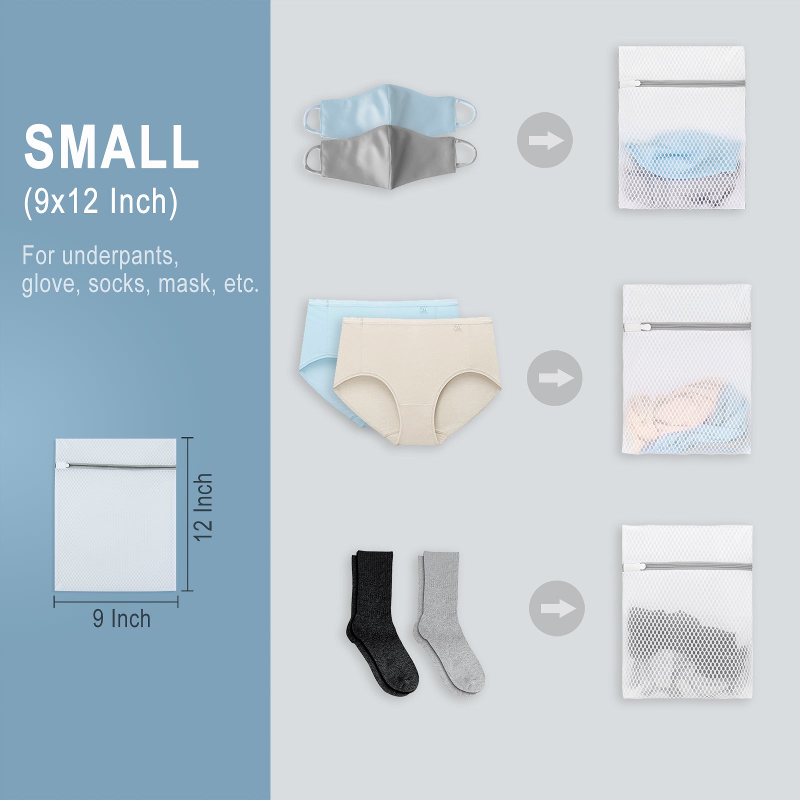 Muchfun 3Pcs Durable Honeycomb Mesh Laundry Bags for Delicates 9 x 12 Inches (3 Small)