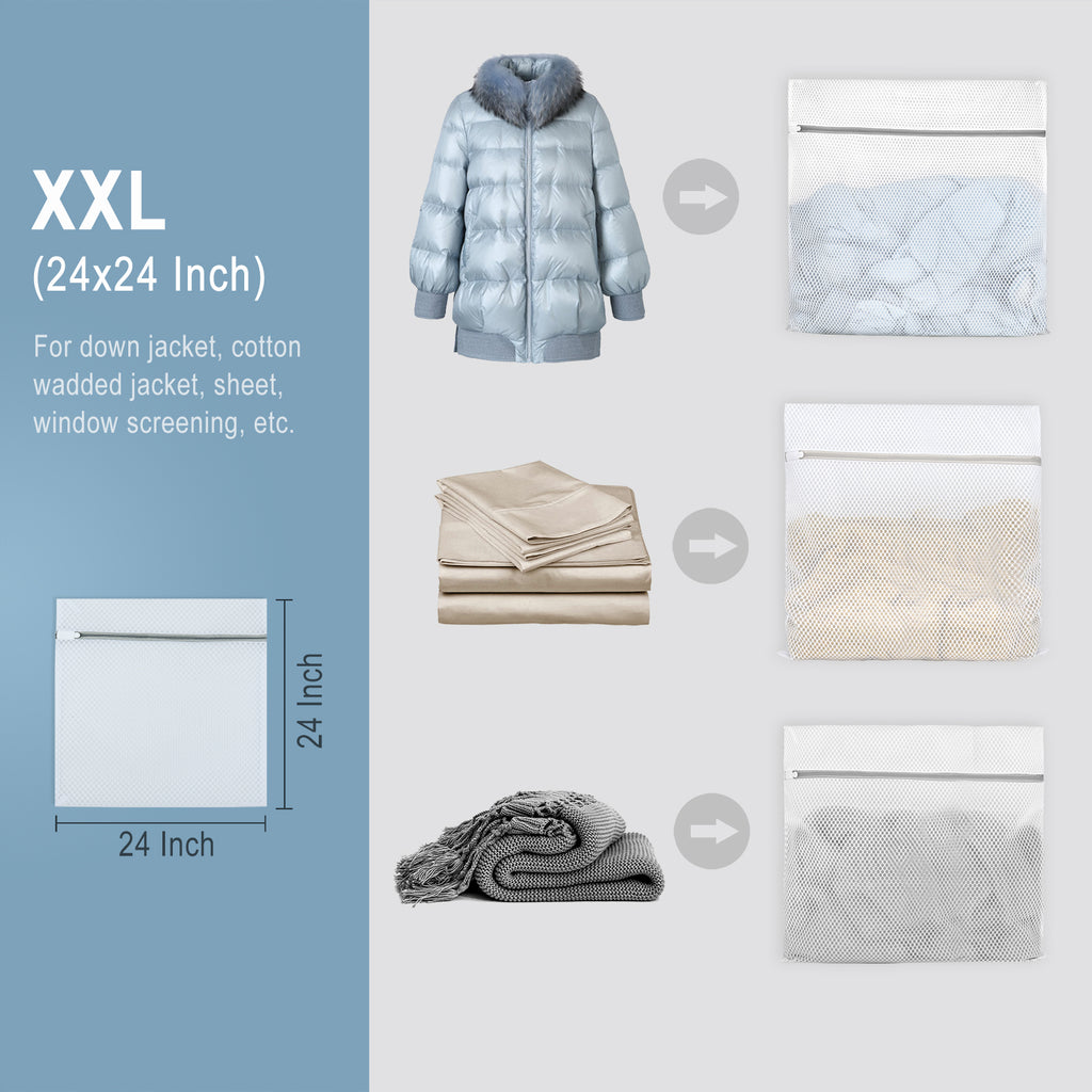 Muchfun 3Pcs Durable Honeycomb Mesh Laundry Bags for Delicates 24 x 24 Inches (3, XX-Large)